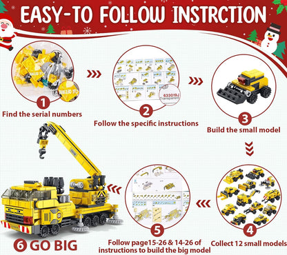 英美直送 STEM Construction Vehicles Building Blocks 聖誕倒數日曆 兒童款 聖誕快樂特輯 聖誕倒數日曆A 不參與$900免運 滿$900可加$25免運 Christmas Advent Calendars 2025