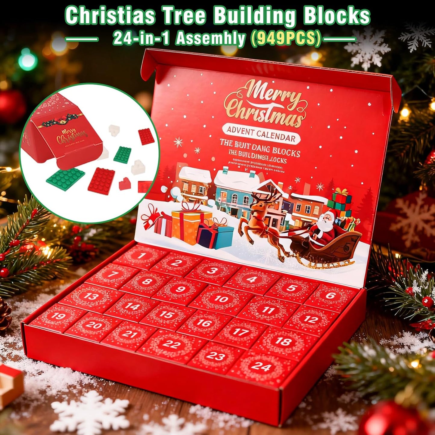 英美直送 LED Christmas Tree Building Blocks 聖誕倒數日曆 大人款/兒童款 聖誕快樂特輯 聖誕倒數日曆A 不參與$900免運 滿$900可加$25免運 Christmas Advent Calendars 2025