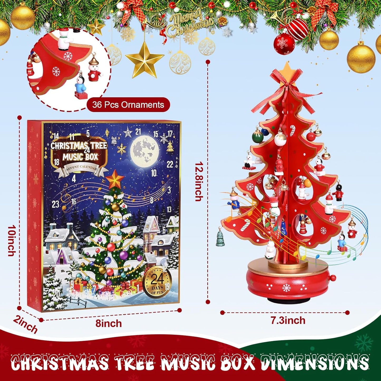 英美直送 Musical Wooden Christmas Tree 聖誕倒數日曆 大人款 聖誕快樂特輯 聖誕倒數日曆A 不參與$900免運 滿$900可加$25免運 Christmas Advent Calendars 2025