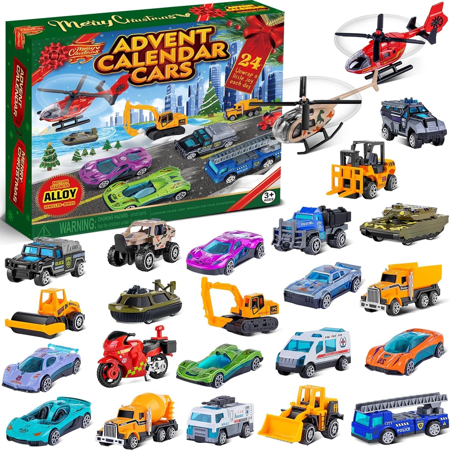 英美直送 24 Days Alloy Cars 聖誕倒數日曆 兒童款 聖誕快樂特輯 聖誕倒數日曆A 不參與$900免運 滿$900可加$25免運 Christmas Advent Calendars 2025