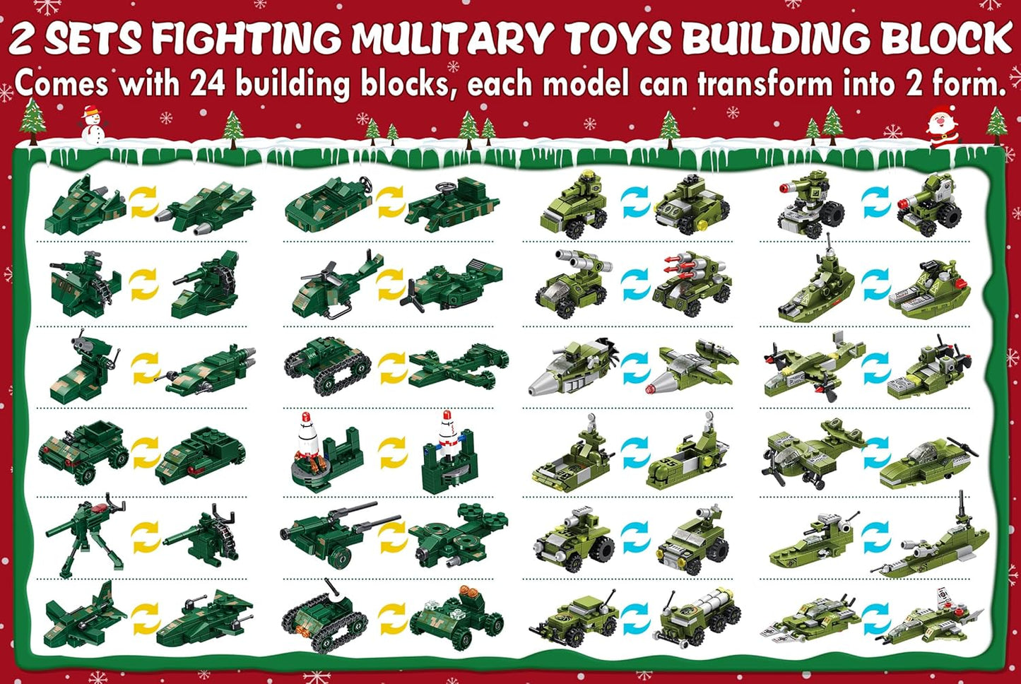 英美直送 STEM Military Toys Building Blocks 聖誕倒數日曆 兒童款 聖誕快樂特輯 聖誕倒數日曆A 不參與$900免運 滿$900可加$25免運 Christmas Advent Calendars 2025