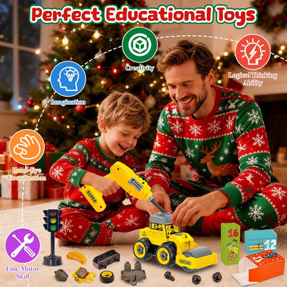 英美直送 Construction Car Toys with Electric Drill DIY Assembly Building STEM Toys 聖誕倒數日曆 兒童款 聖誕快樂特輯 聖誕倒數日曆A 不參與$900免運 滿$900可加$25免運 Christmas Advent Calendars 2025