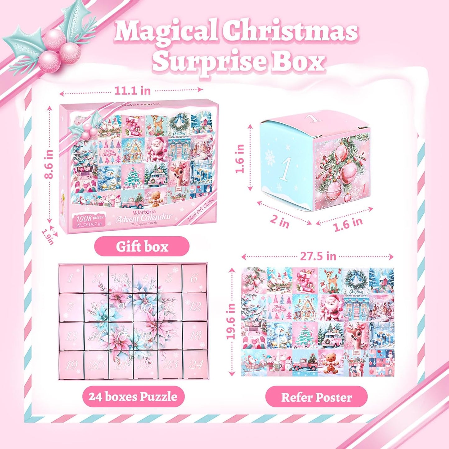 英美直送 Jigsaw Puzzles Pink Xmas 聖誕倒數日曆 大人款/兒童款 聖誕快樂特輯 聖誕倒數日曆A 不參與$900免運 滿$900可加$25免運 Christmas Advent Calendars 2025