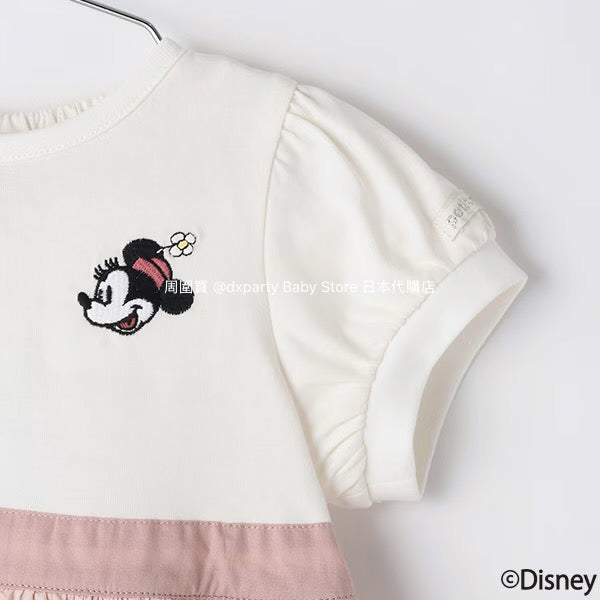 Japanese children's clothing pe#main x Disney patchwork top 80-130cm girls summer TOPS 