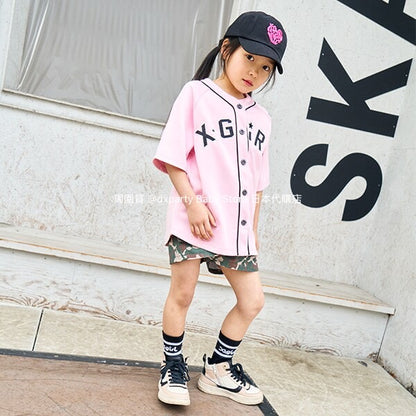Japanese children's clothing X-girl Stages work pocket jeans 100-140cm girls summer PANTS 