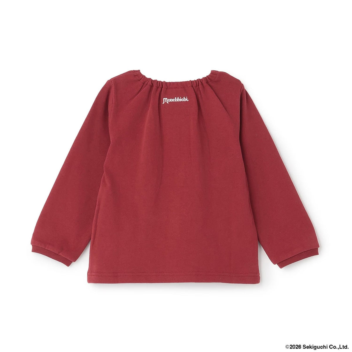 日本童裝 pe#main x Monchhichi 毛毛刺繡圖案上衣 80-130cm 女童款 秋季 TOPS 聖誕紅/新年紅