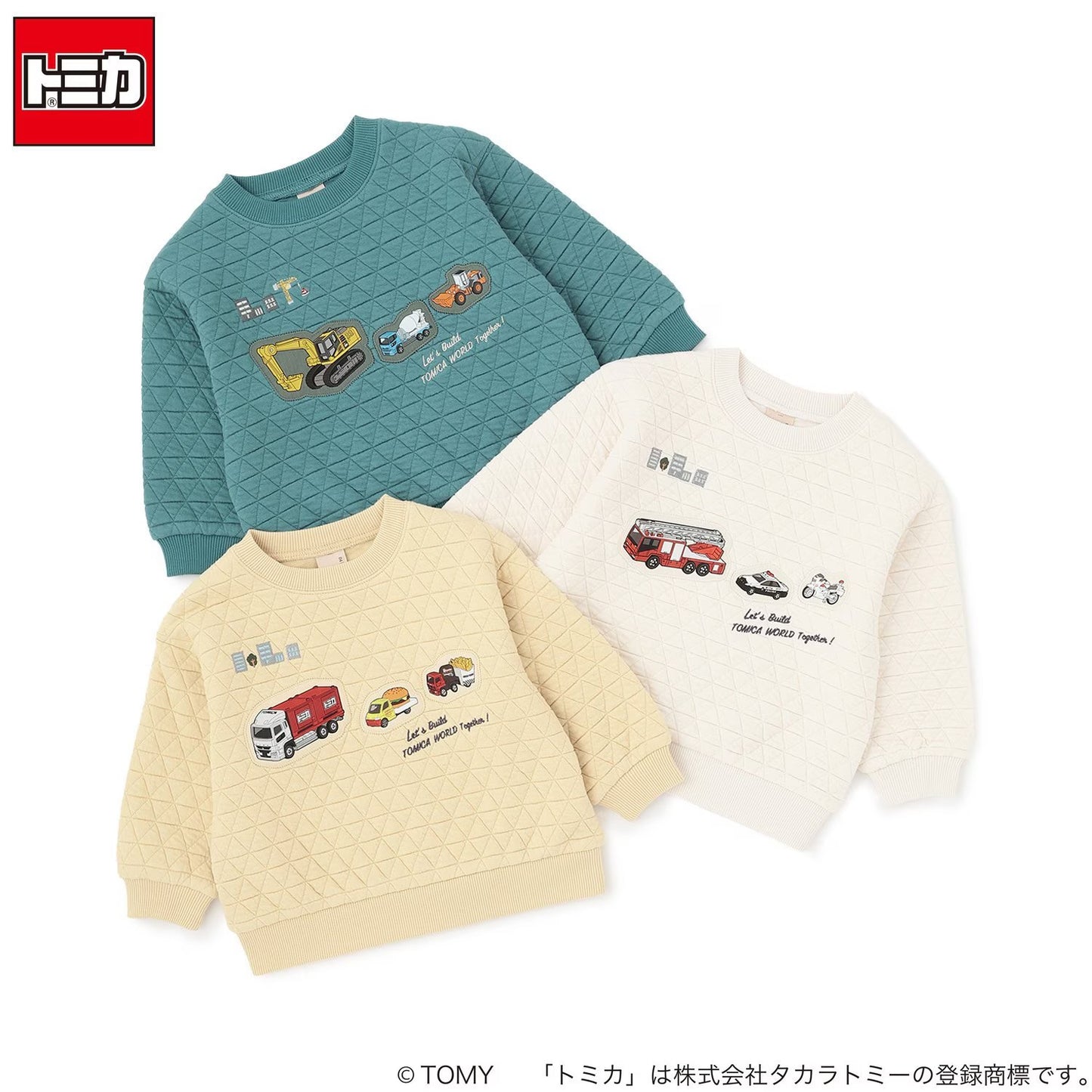 日本童裝 pe#main x TOMICA 絎縫衛衣 80-130cm 男童款 秋季 TOPS