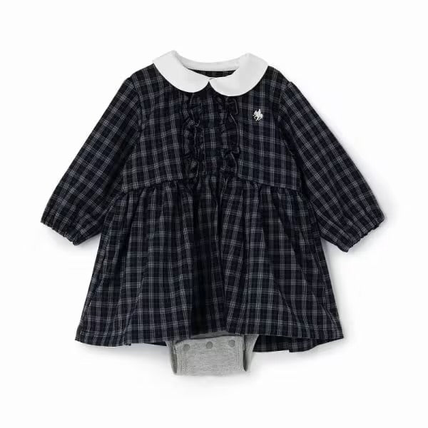 日本童裝 pe#main x【POLO BCS】襯衫連衣 70-80cm 女童款 初生嬰兒 秋季 Jumpsuit