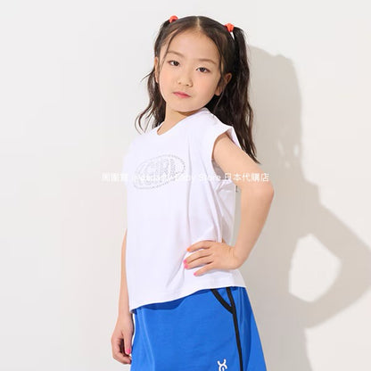Japanese children's clothing X-girl Stages rhinestone print top 90-140cm girls summer TOPS 