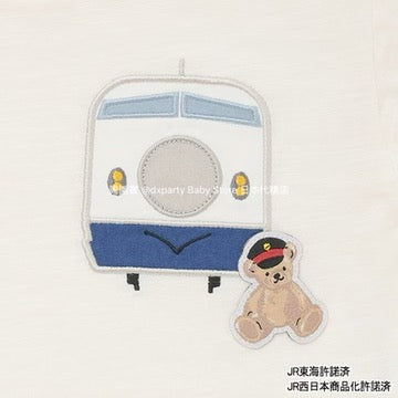 Japanese children's clothing pe#main x Shinkansen plaid appliqué short-sleeved top 80-130cm boys' summer TOPS railway series 