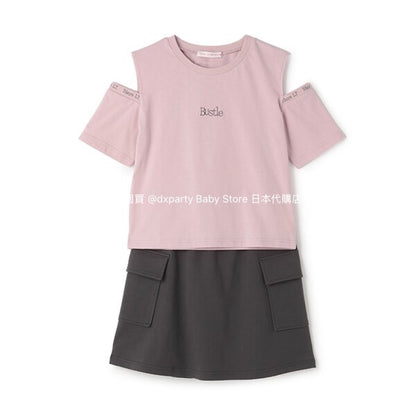 Lovetoxic Japanese children's clothing contact cold off-the-shoulder top and skirt two-piece set 140-160cm girls summer TOPS SKIRTS 