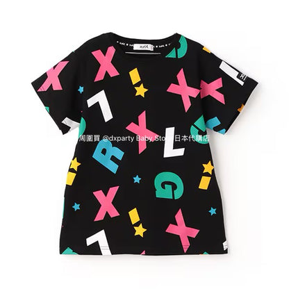 Japanese children's clothing X-girl Stages colorful logo print dress 80-140cm girls summer dresses 