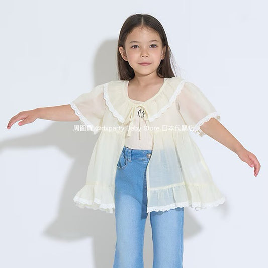 Japanese children's clothing Ly# mine chiffon coat shirt 100-150cm girls summer TOPS OUTERWEAR 