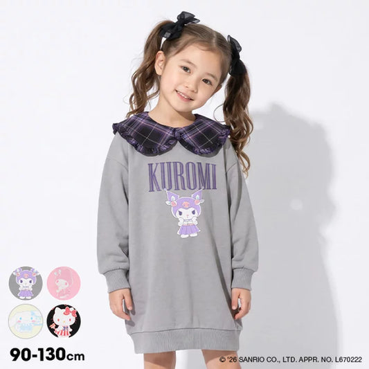 日本童裝 BDL x Sanrio 格仔翻領衛衣裙 90-130cm 女童款 秋季 DRESSES