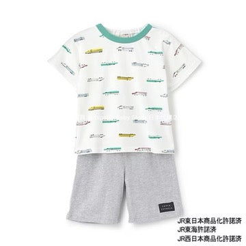 Japanese children's clothing pe#main x Shinkansen pajamas 80-130cm boys' summer railway series pajamas series 