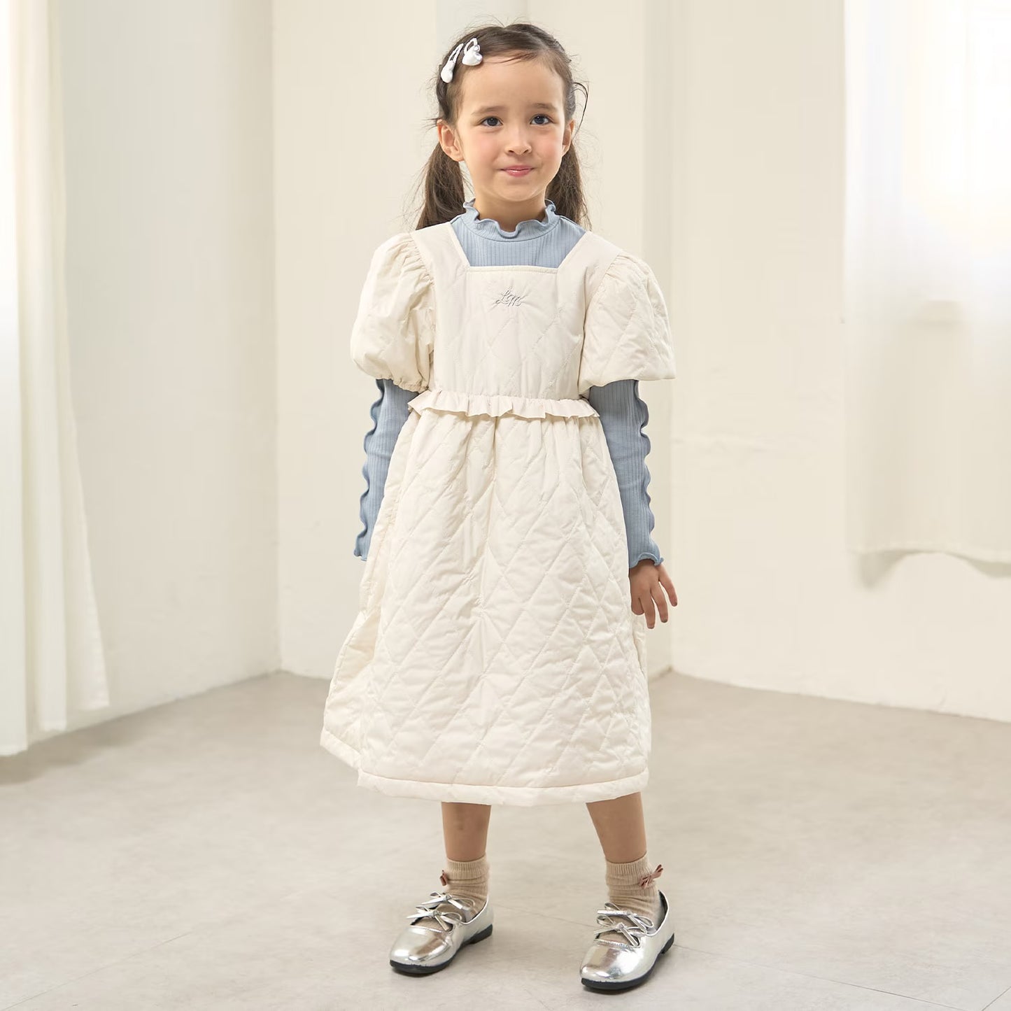 日本童裝 Ly# mine 絎縫夾棉蓬蓬連身裙 100-150cm 女童款 冬季 DRESSES