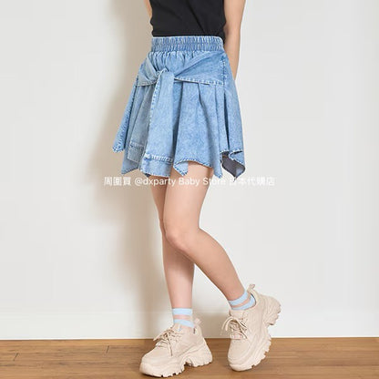 Lovetoxic Japanese children's clothing shirt wrap denim culottes 140-170cm girls summer PANTS 