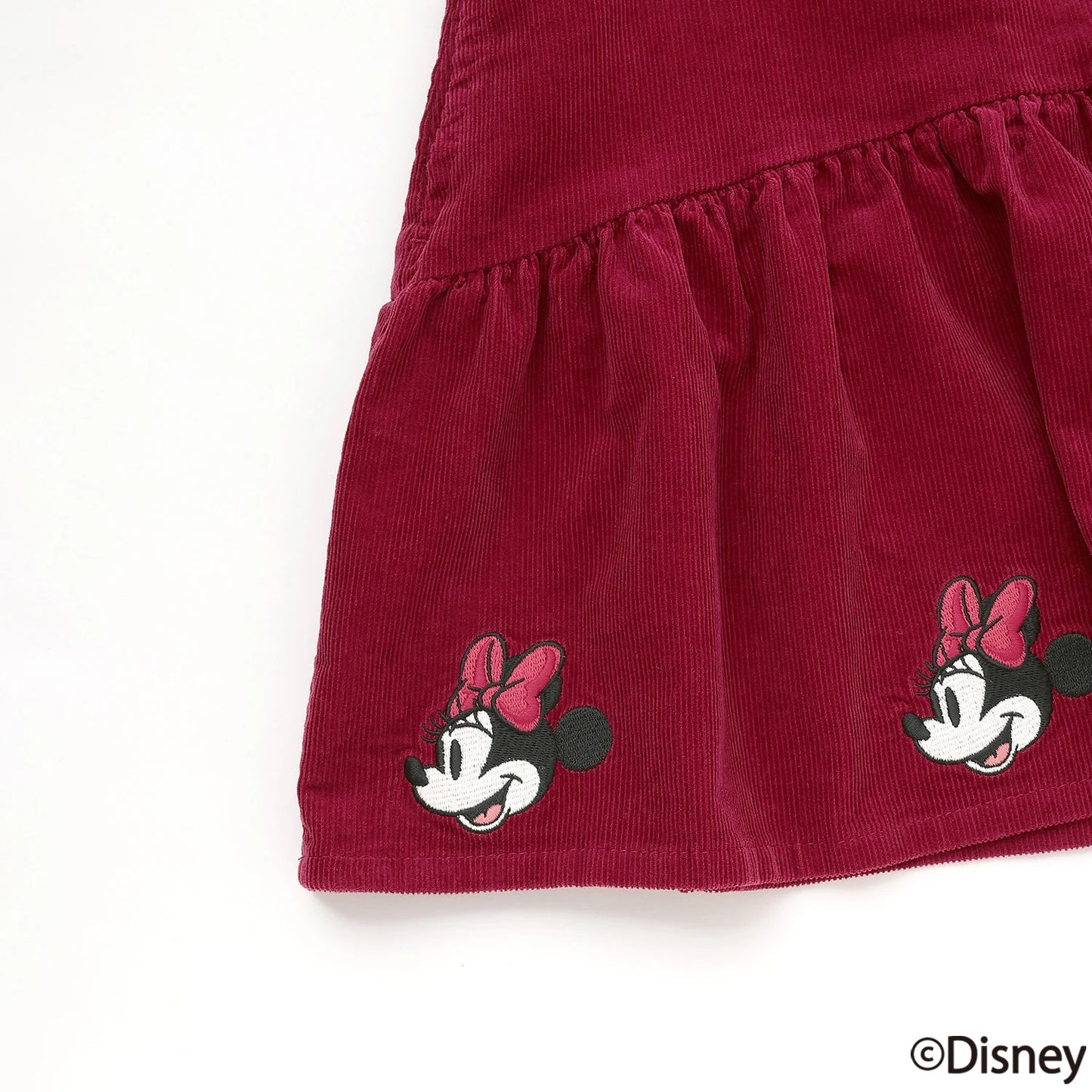 日本童裝 pe#main x Disney 燈芯絨連身裙 80-130cm 女童款 秋季 DRESSES 聖誕紅/新年紅