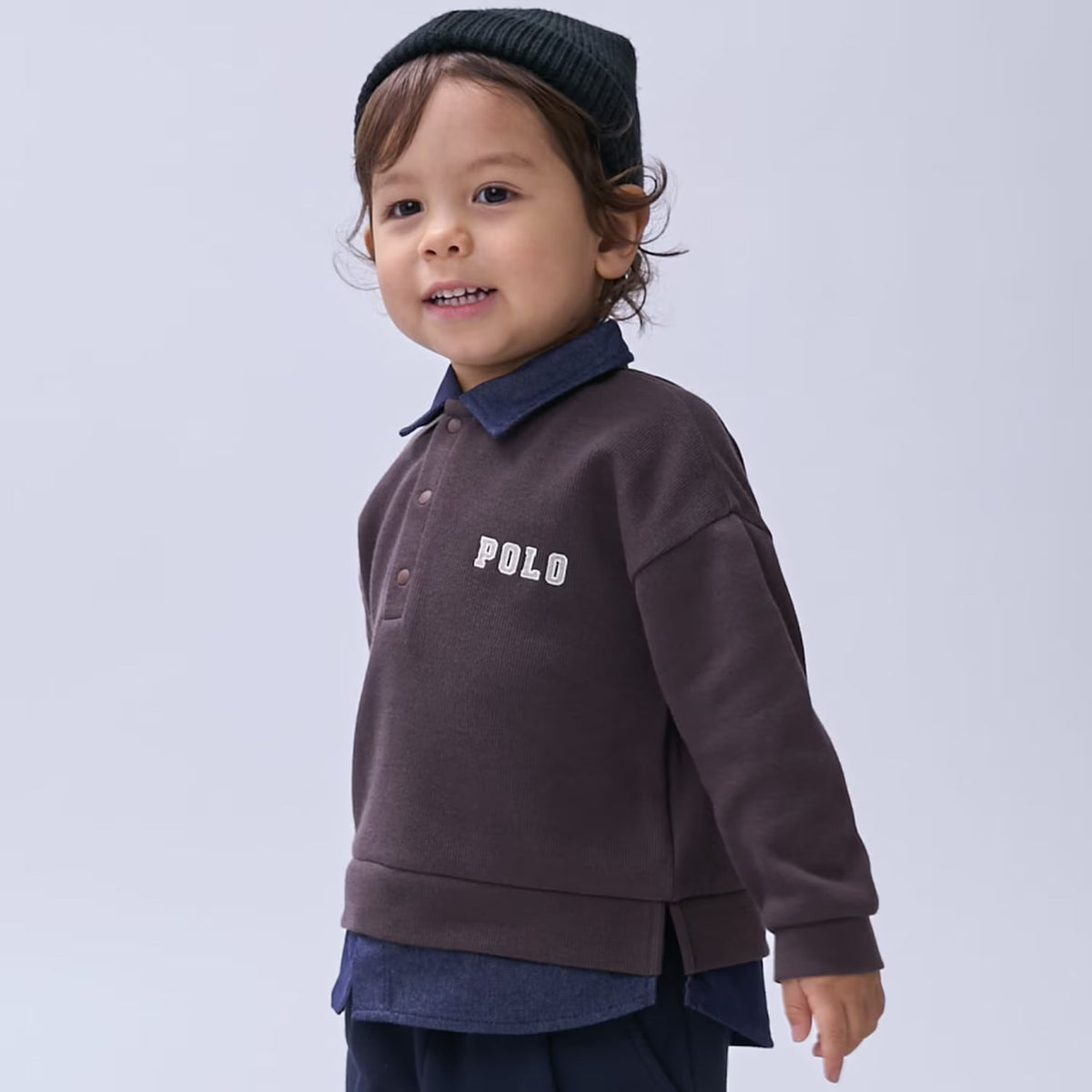 日本童裝 pe#main x【POLO BCS】假兩件襯衫衛衣 80-130cm 男童款 秋季 TOPS