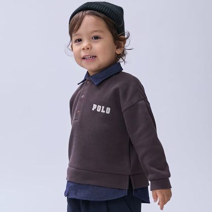 日本童裝 pe#main x【POLO BCS】假兩件襯衫衛衣 80-130cm 男童款 秋季 TOPS