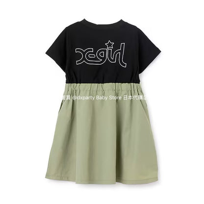 Japanese children's clothing X-girl Stages patchwork dress 80-140cm girls summer dresses 