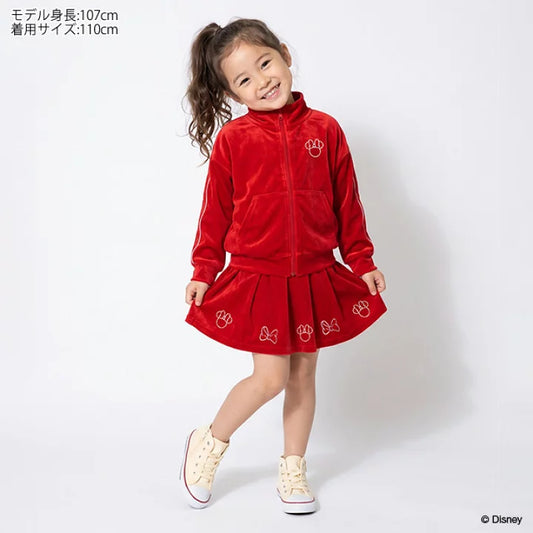 日本童裝 BDL x Disney 絲絨百摺短裙 90-140cm 女童款 秋季 SKIRTS 聖誕紅/新年紅