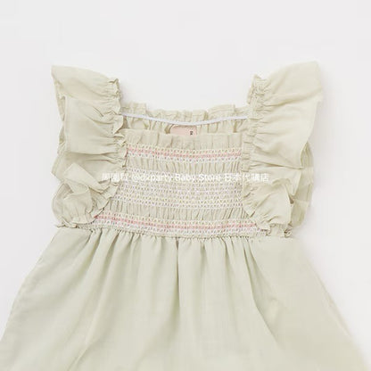 Japanese children's clothing pe#main small flying sleeve dress 80-130cm girls summer dresses 