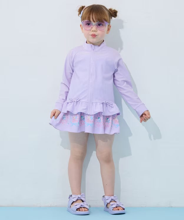 日本童裝 aF#a325 防UV 泳衣外套 100-150cm 女童款 夏季 夏日玩水泳衣特輯