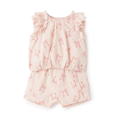 日本童裝 pe#main 蝴蝶結圖案兩件套裝 80-130cm 女童款 夏季 TOPS PANTS