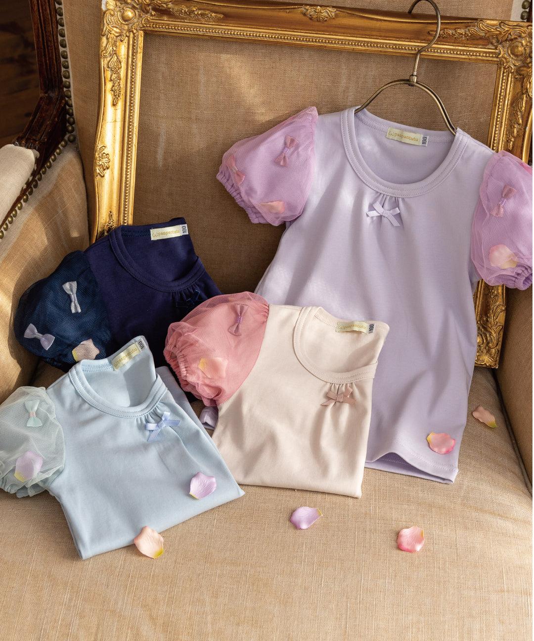Japanese children's clothing panpantutu puff sleeve top 80-150cm girls summer TOPS 