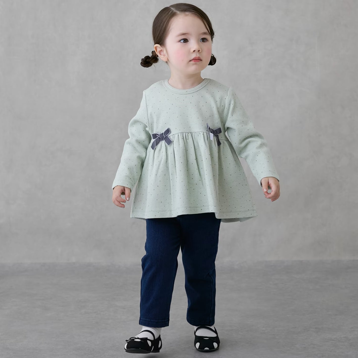 日本童裝 pe#main 抓毛蝴蝶結上衣 80-130cm 女童款 冬季 TOPS