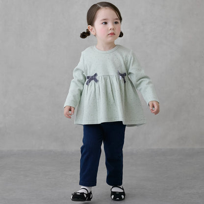 日本童裝 pe#main 抓毛蝴蝶結上衣 80-130cm 女童款 冬季 TOPS