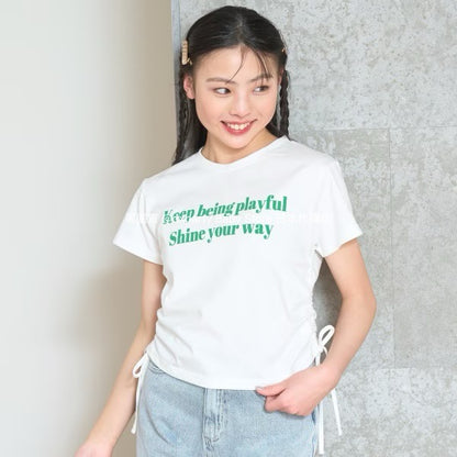 Lovetoxic Japanese Children's Clothing Waisted Short Top 140-170cm Girls Summer TOPS 