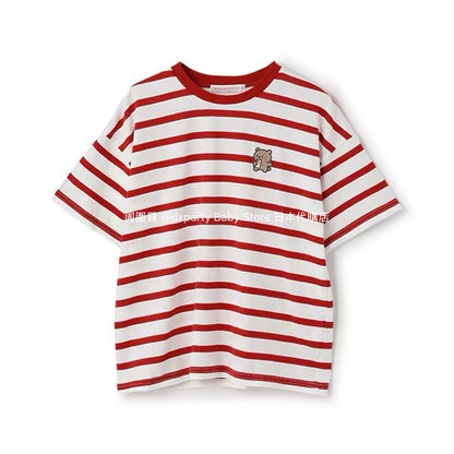 Lovetoxic Japanese children's clothing striped top 140-160cm girls summer TOPS 