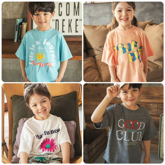BREEZE Japanese children's clothing holiday style printed tops 80-150cm boys/girls summer TOPS 