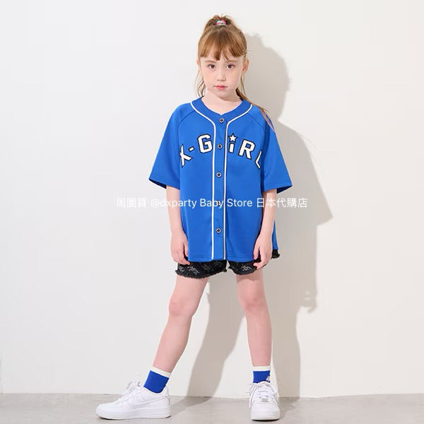 Japanese children's clothing X-girl Stages baseball style shirt 100-140cm girls summer TOPS 