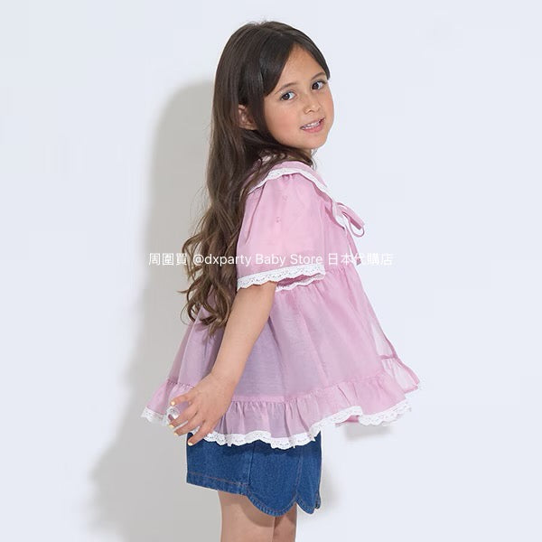 Japanese children's clothing Ly# mine chiffon coat shirt 100-150cm girls summer TOPS OUTERWEAR 
