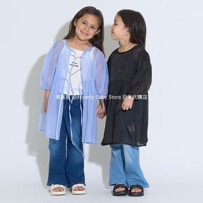 Japanese children's clothing Ly# mine 2Way two-piece sheer jacket 100-150cm girls summer outerwear 