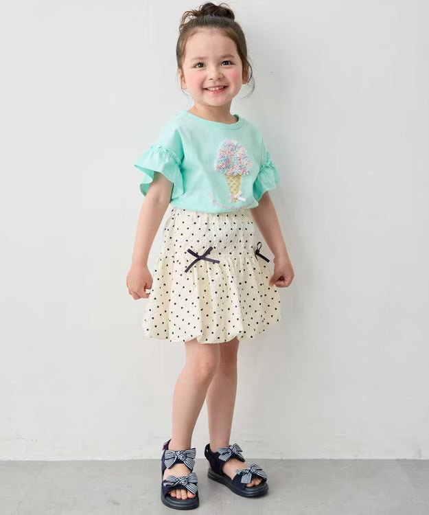 日本童裝 aF#a325 泡泡波點短裙 110-150cm 女童款 夏季 SKIRTS