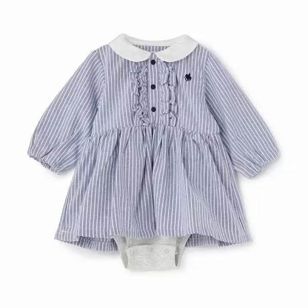 日本童裝 pe#main x【POLO BCS】襯衫連衣 70-80cm 女童款 初生嬰兒 秋季 Jumpsuit