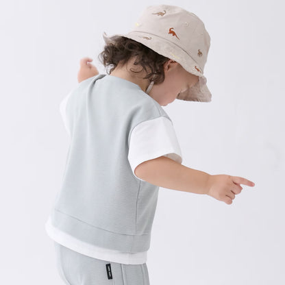 日本童裝 pe#main 接觸冷感 假兩件上衣及短褲套裝 80-130cm 男童款 夏季 TOPS PANTS