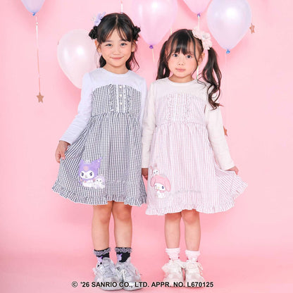 日本童裝 Slap Slip x Sanrio 格子拼接連身裙 80-130cm 女童款 秋季 DRESSES 其他品牌童裝