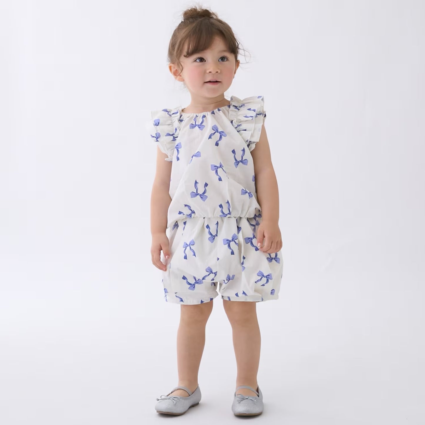 日本童裝 pe#main 蝴蝶結圖案兩件套裝 80-130cm 女童款 夏季 TOPS PANTS