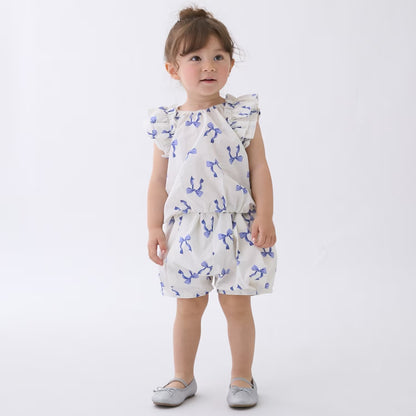 日本童裝 pe#main 蝴蝶結圖案兩件套裝 80-130cm 女童款 夏季 TOPS PANTS