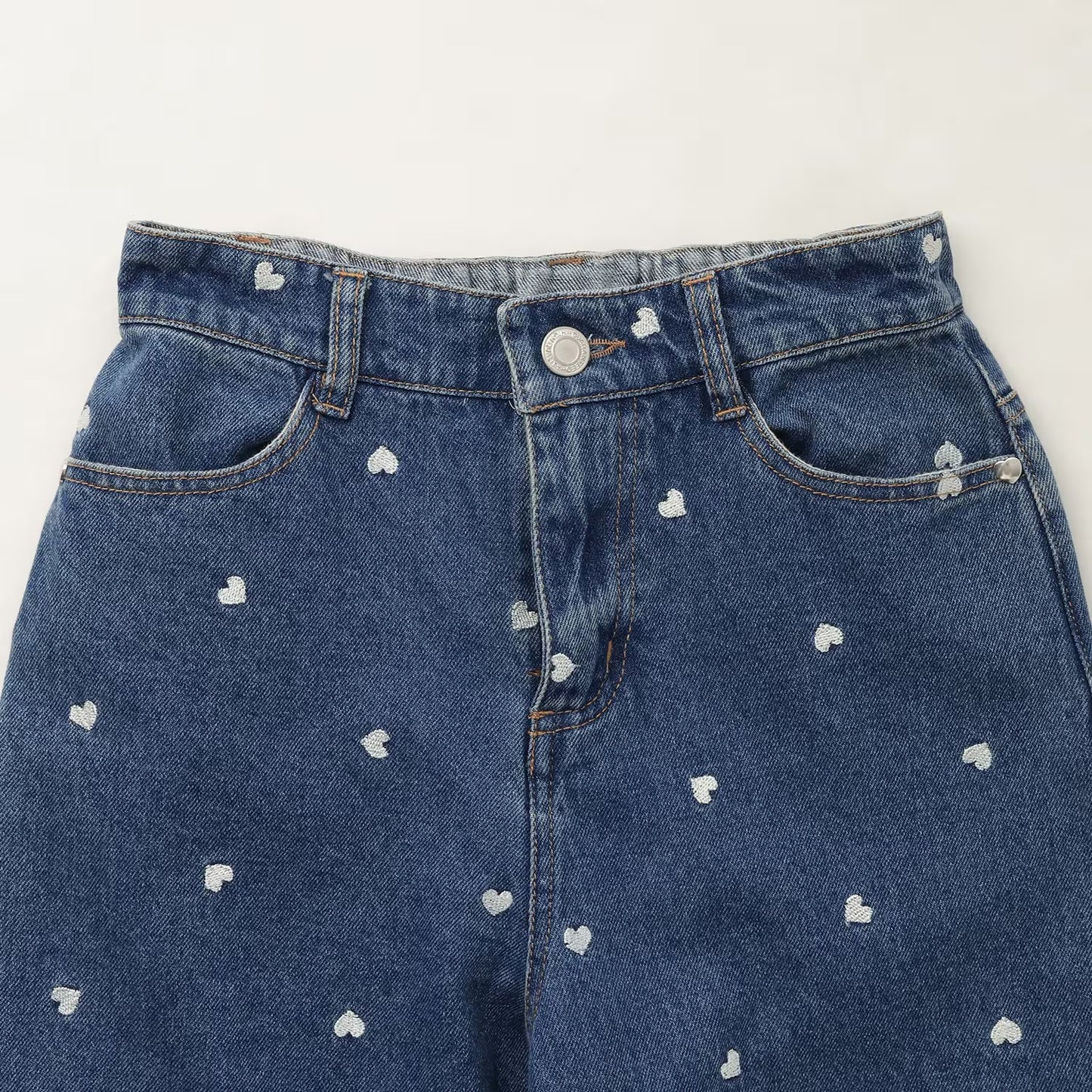 日本童裝 Ly# mine 愛心刺繡印花牛仔褲 100-140cm 女童款 夏季 PANTS