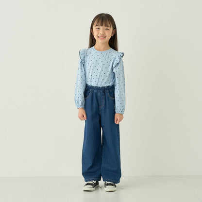 日本童裝 Ly# mine 後繫帶蝴蝶結牛仔褲 100-140cm 女童款 秋季 PANTS