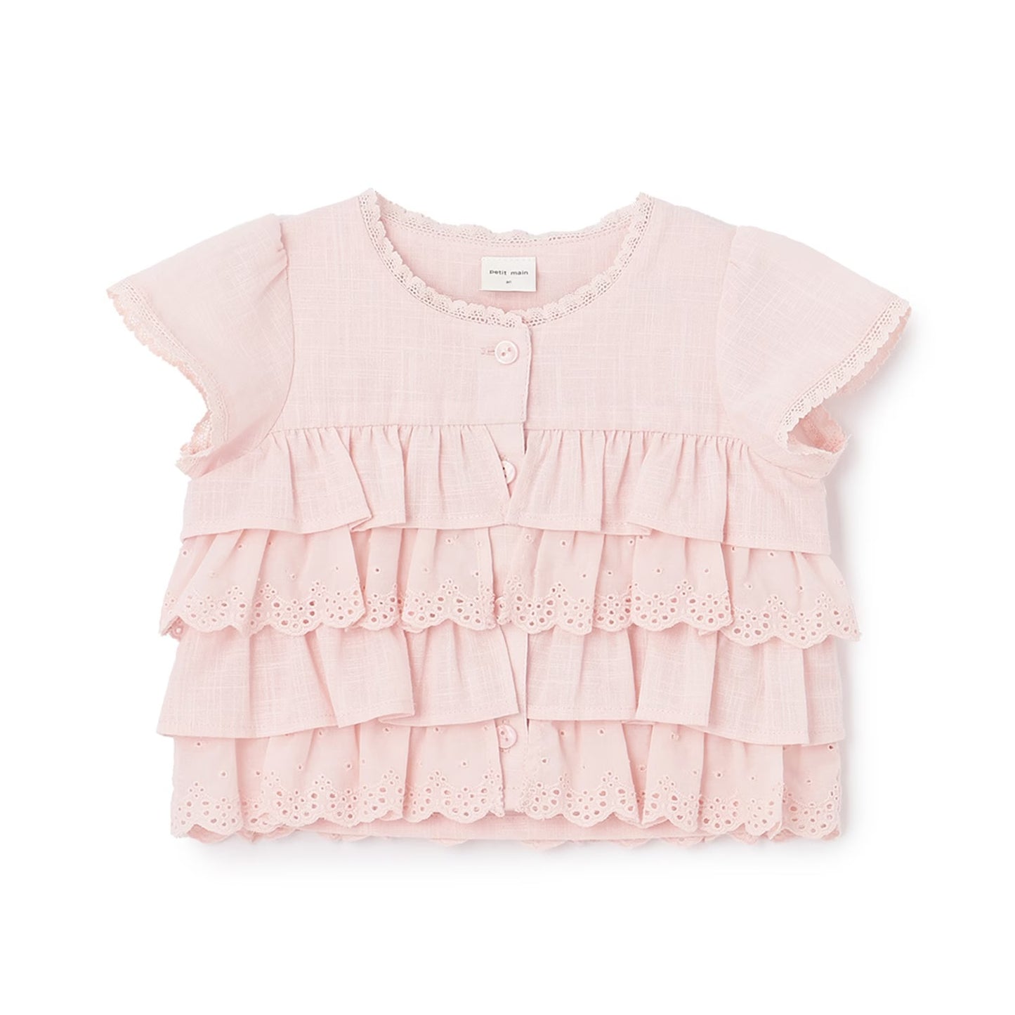 日本童裝 pe#main 蕾絲荷葉邊上衣 80-130cm 女童款 夏季 TOPS