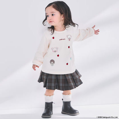 日本童裝 pe#main x Monchhichi 毛毛刺繡圖案上衣 80-130cm 女童款 秋季 TOPS 聖誕紅/新年紅