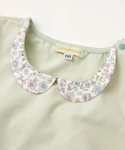 Japanese children's clothing panpantutu floral collar short-sleeved top 80-150cm girls summer TOPS 