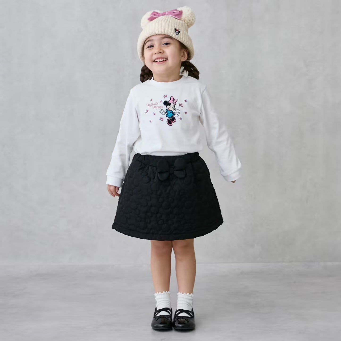 日本童裝 pe#main x Disney 絎縫短裙 80-130cm 女童款 秋季 SKIRTS 聖誕紅/新年紅